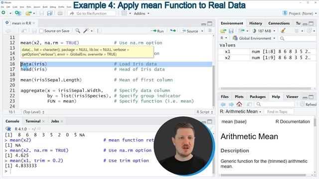 mean Function in R (4 Examples) | Handle NA Value, trim Option & Calculate Mean of Data Frame Colum смотреть онлайн