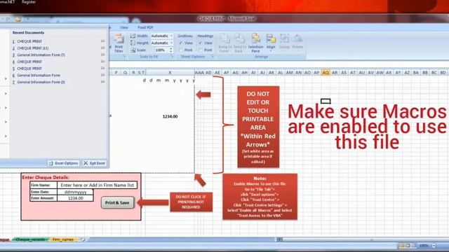 How to download Free Cheque (check) Printing Excel File with Data Saving смотреть онлайн