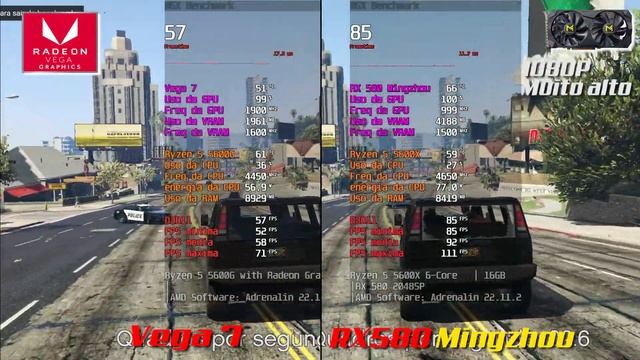 VEGA 7 VS RX 580 MINGZHOU TESTE COMPARATIVO смотреть онлайн