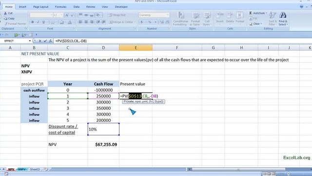 NPV and XNPV using MS Excel смотреть онлайн