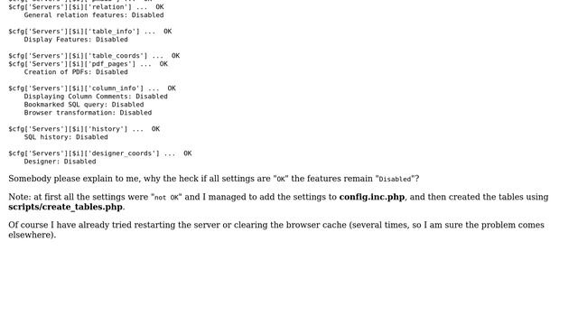 PHPMyAdmin: "General relation features: Disabled" смотреть онлайн