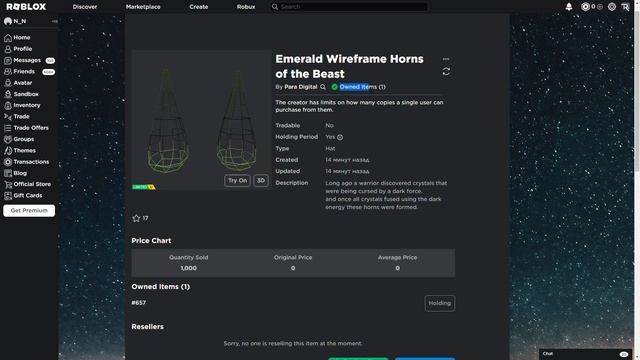 Emerald Wireframe Horns of the Beast (Free Limited, Random drop) #657 смотреть онлайн