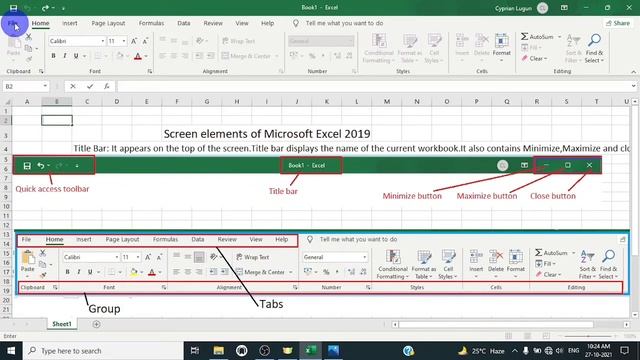 Screen elements of Microsoft Excel 2019 смотреть онлайн