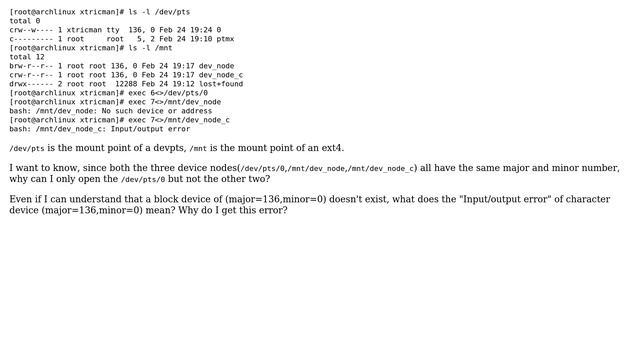 Unix & Linux: Why can't I open these device nodes? смотреть онлайн