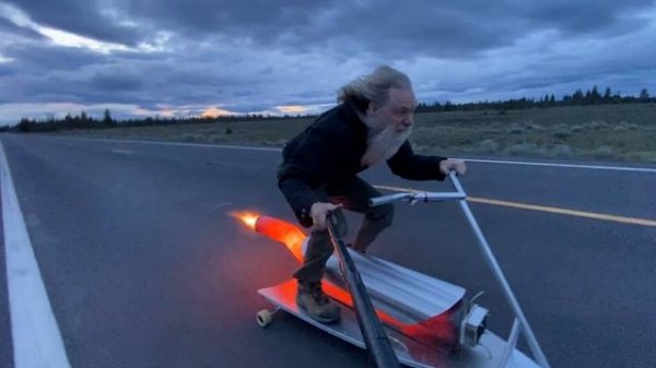 Crazy Rocketman: Rocketman riding the Rocket Board!