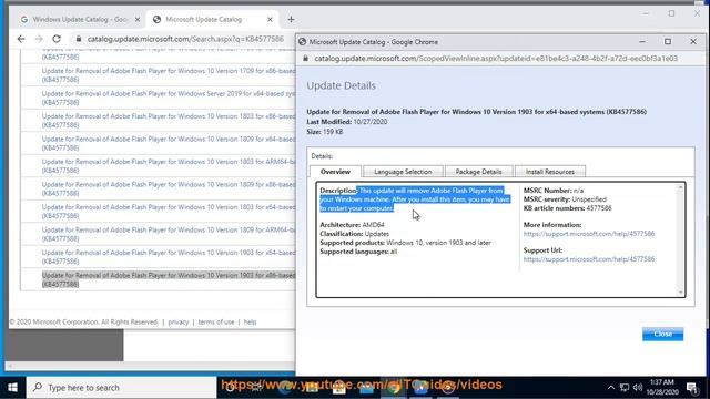 Install Windows 10 KB4577586 to Uninstall Adobe Flash Player Automatically смотреть онлайн
