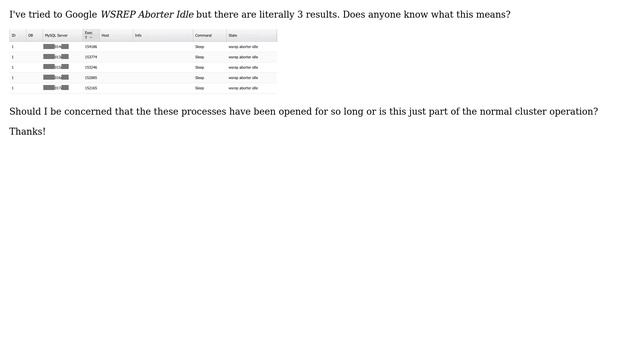 Databases: What does "WSREP Aborter Idle" mean in a MariaDB Galera cluster? смотреть онлайн