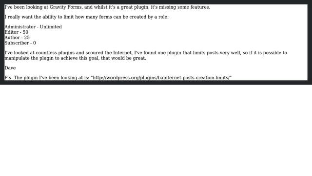 Wordpress: How do I limit the number of forms a user can create in gravity forms? смотреть онлайн
