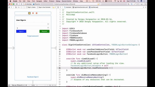 Facebook Login with Firebase and Swift -5- Implement FBSDKLoginButtonDelegate смотреть онлайн