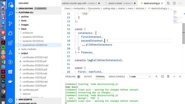 Week 1, Day 3 - Destructuring and Spread смотреть онлайн