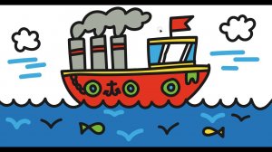 Как нарисовать корабль / Раскраска для детей Корабль / Раскраска / Краски раскраски