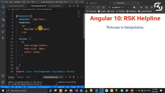#Angular-10 in Telugu #05 Interpolation Angular-10 in Telugu || RSK Helpline смотреть онлайн