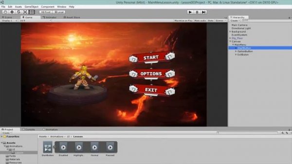 Видео курс Unity 3D User Interface. Урок 3. Главное меню и меню паузы.