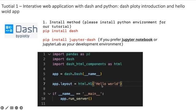 Interactive web app with Dash Ploty and Python3: Day1-Hello World смотреть онлайн