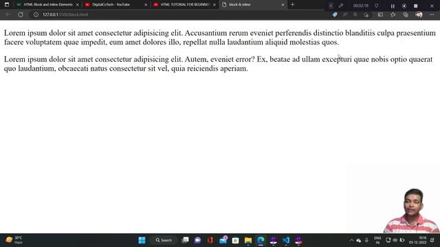HTML Block and Inline Elements || ( W3School) HTML Tutorial For Beginners In Hindi || DigitalCoTech смотреть онлайн