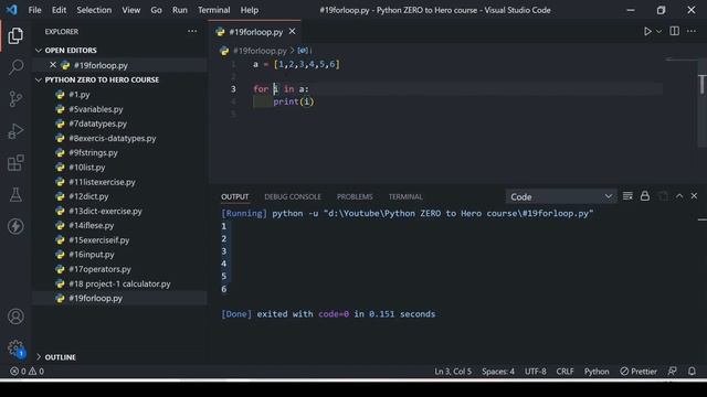 For Loop In Python In Hindi ?| Python ZERO To HERO Course In Hindi #19 смотреть онлайн
