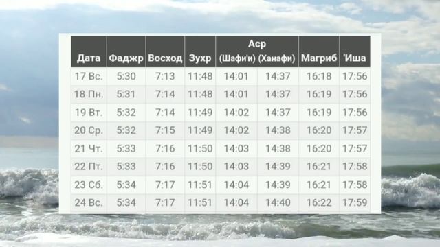 Время Намаз в ДАГЕСТАН город МАХАЧКАЛА на Декабр 2023 год смотреть онлайн