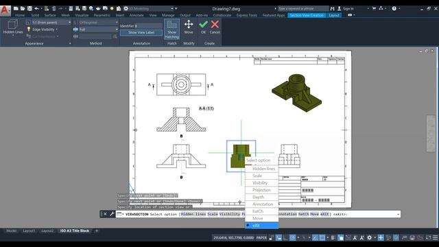 Genearte Layout fom 3d Autocad & dimensioning смотреть онлайн