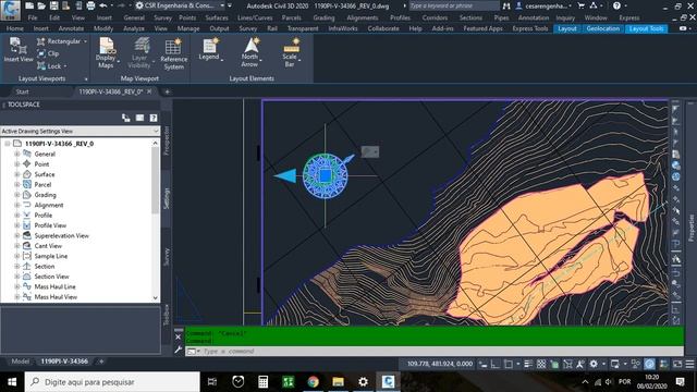 Norte usando a interface do AutoCAD Civil 3D 2020 смотреть онлайн