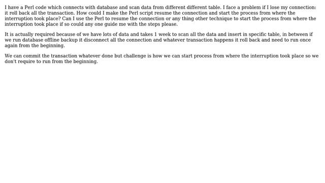 Databases: How we can make database resumable in perl script? смотреть онлайн
