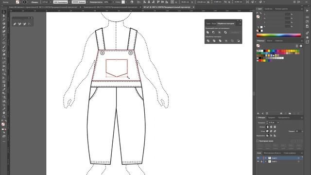 Дизайн одежды |Технический рисунок одежды| комбинезон штаны | Adobe Illustrator 2021|100 эскизов#69 смотреть онлайн