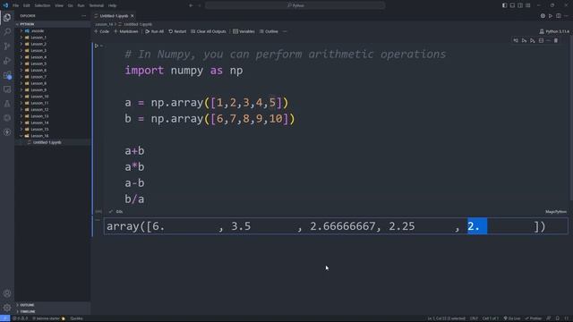 Python AI Course - 16 - Numpy | Array Operations (Part 1) смотреть онлайн