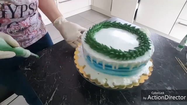 Оформление тортика к Рождеству. Eine Weichnachtstorte. смотреть онлайн