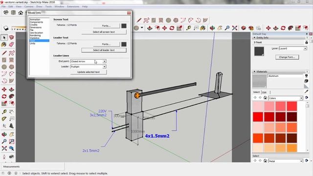 SketchUp How To Change Text, Dimension, Font Size ? (1 minute tutorial) смотреть онлайн