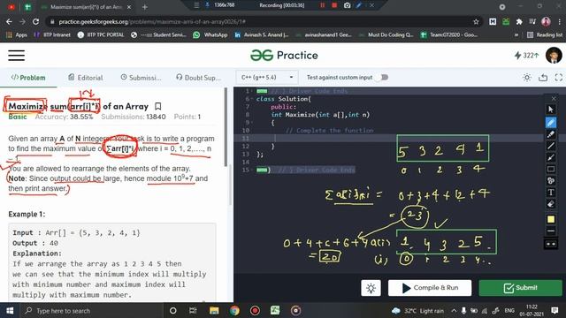Greedy : Maximize sum(arr[i]*i) of an Array || Sap Labs смотреть онлайн