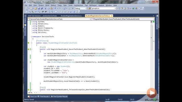 Control program flow unit tests using RhinoMocks stubs | Pluralsight смотреть онлайн