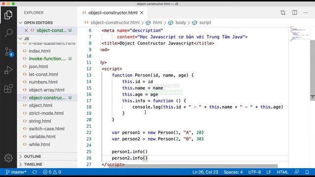 JavaScript Advance 6 - Object Constructor | JMaster.io Trung Tâm Java смотреть онлайн