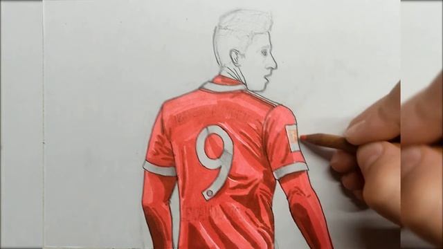 How to draw Robert Lewandowski. The first drawing with markers.Как нарисовать Роберта Левандовски. смотреть онлайн
