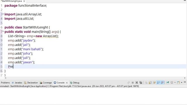 java program which find the string that has start with j and length is greater than 4. смотреть онлайн