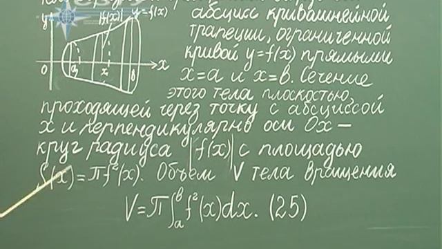Лекция 21.Вычисление объема тела вращения смотреть онлайн