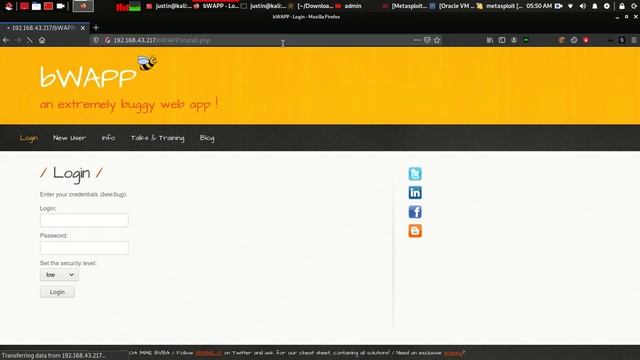 web pentesting Lab setup bwapp, xvwa, sqli-lab, commix , metasploitable смотреть онлайн