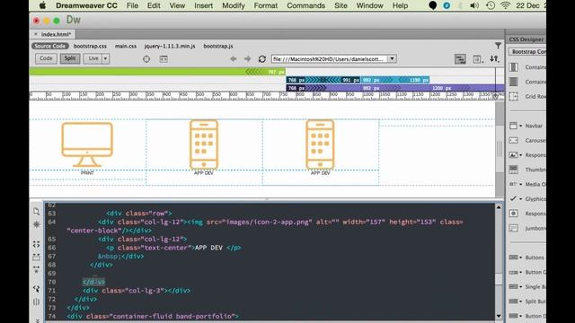 Nesting Bootstrap fluid containers - Dreamweaver tutorial [20/54] смотреть онлайн