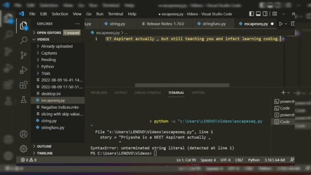 Escape Sequence in Python смотреть онлайн