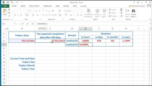 How to Calculate Difference Between Two Dates in Excel using Two Methods смотреть онлайн