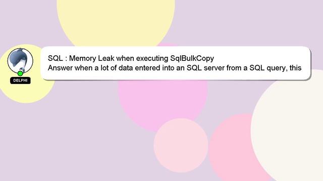 SQL : Memory Leak when executing SqlBulkCopy смотреть онлайн