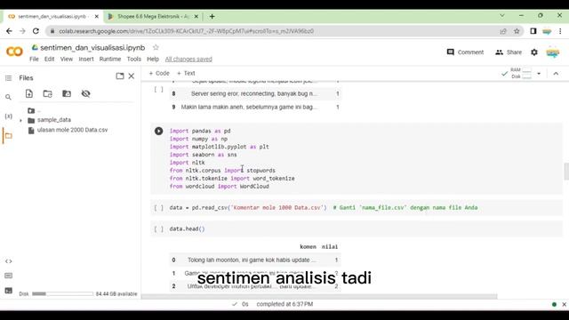 SENTIMEN ANALISIS APLIKASI MOBILE LEGEND DENGAN PYTHON DI GOOGLE COLAB смотреть онлайн