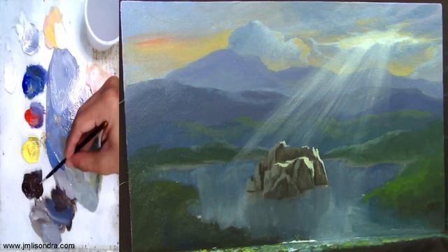 Acrylic Landscape Painting Tutorial | The Blessed Lone Tree In The Lake