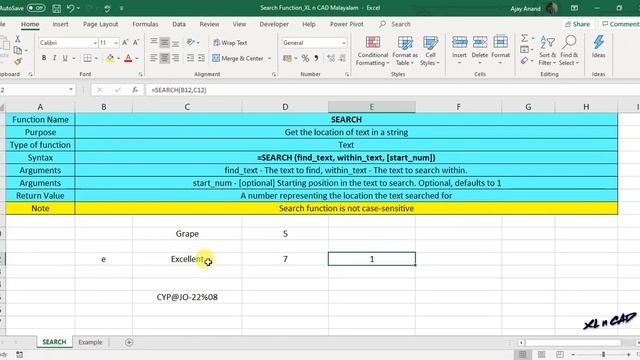 SEARCH function in Excel - Excel Malayalam Tutorial смотреть онлайн