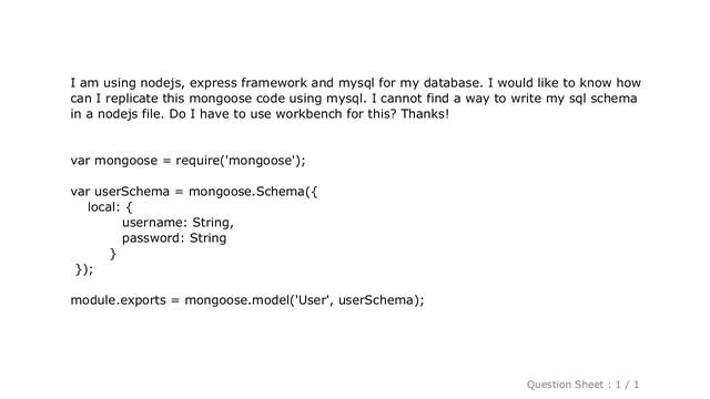 MySQL : how to create mysql schema in nodejs смотреть онлайн