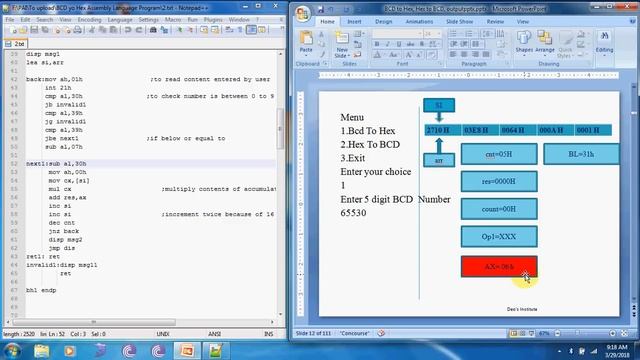 BCD to Hex and Hex to BCD Assembly Language Program Part 1| Assembly Language Program for Hex to BC смотреть онлайн
