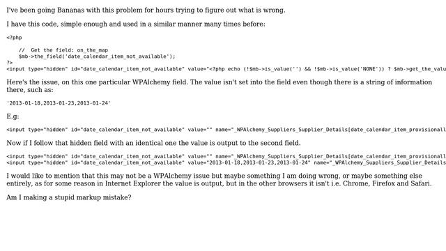 Wordpress: Strange problem with HIdden Input field and WPAlchemy смотреть онлайн