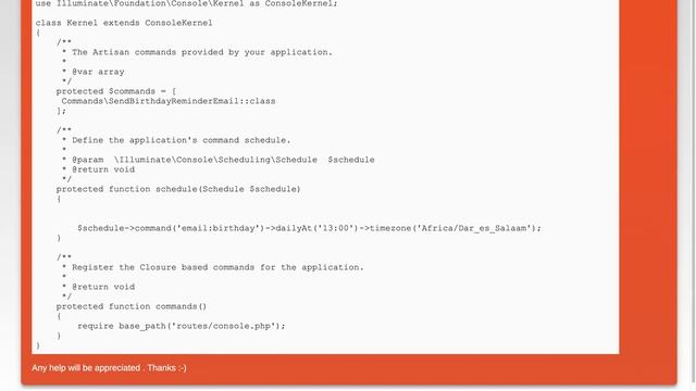Laravel Too many arguments, expected arguments "command" while scheduling смотреть онлайн