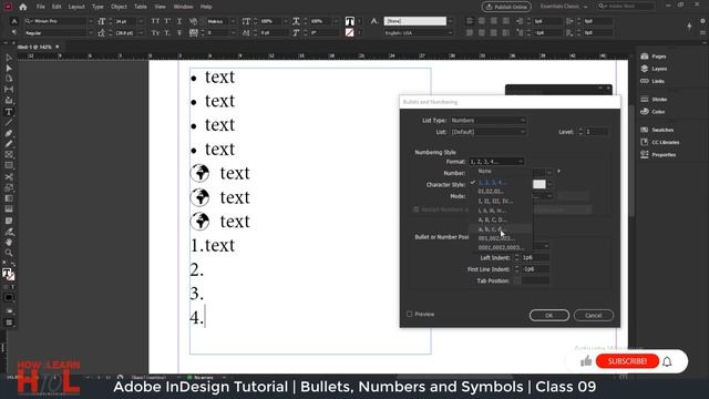 Adobe InDesign For Beginners in Urdu Hindi | Bullets Numbers and Symbols | Part 03 | Class 09 смотреть онлайн