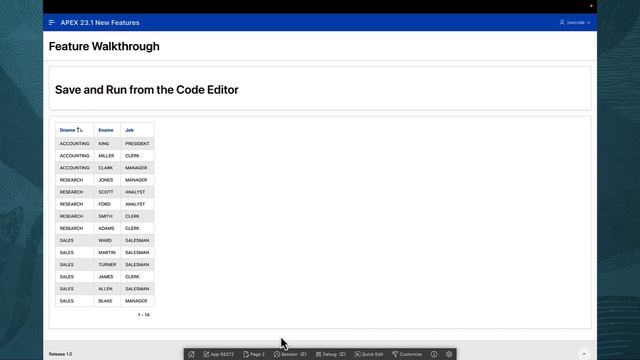 Save and Run from Code Editor in APEX 23.1 смотреть онлайн