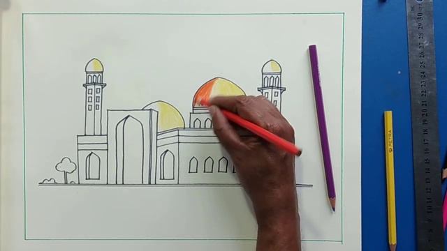 how to draw a beautiful mosque simple way step by step for beginners смотреть онлайн