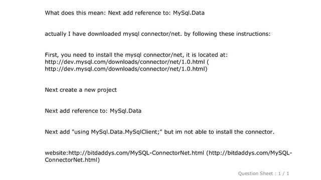 MySQL : How do I add a reference to the MySQL connector for .NET? смотреть онлайн